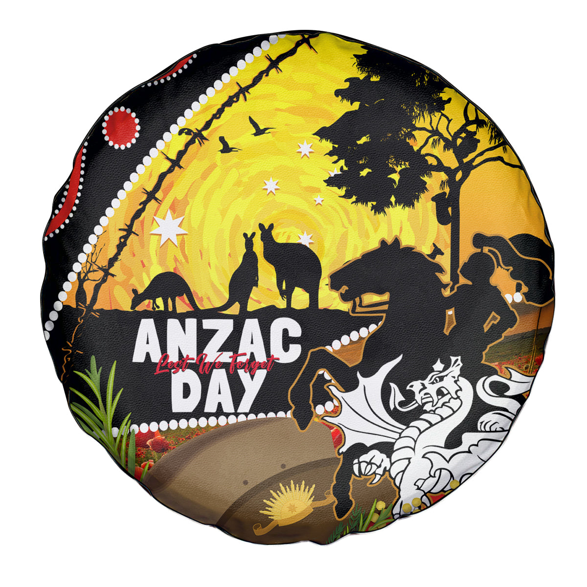 Dragons Rugby ANZAC Day Spare Tire Cover Saints Rosemary Starry Night