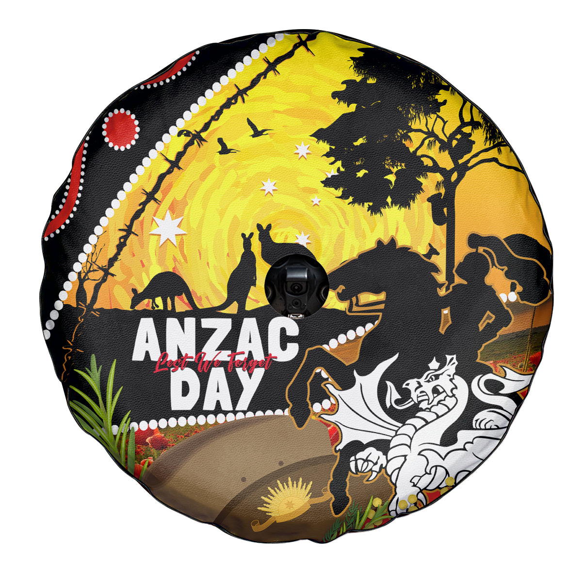 Dragons Rugby ANZAC Day Spare Tire Cover Saints Rosemary Starry Night