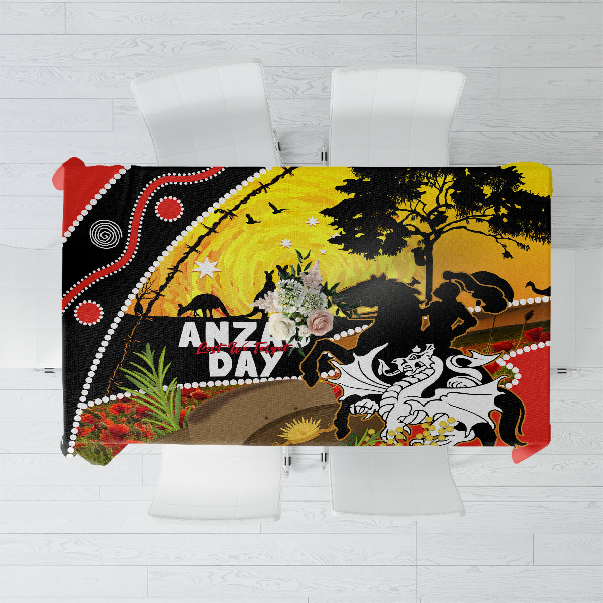 Dragons Rugby ANZAC Day Tablecloth Saints Rosemary Starry Night