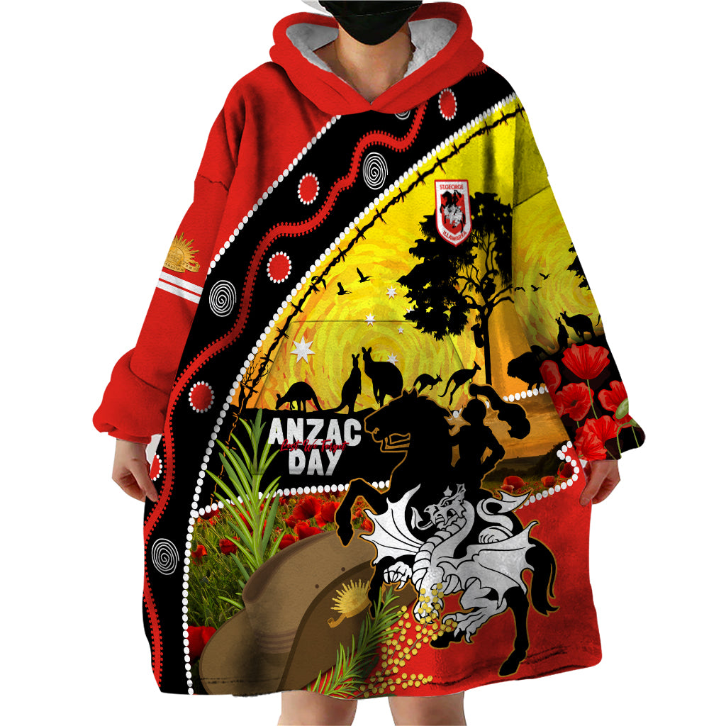 Dragons Rugby ANZAC Day Wearable Blanket Hoodie Saints Rosemary Starry Night