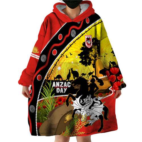 Dragons Rugby ANZAC Day Wearable Blanket Hoodie Saints Rosemary Starry Night