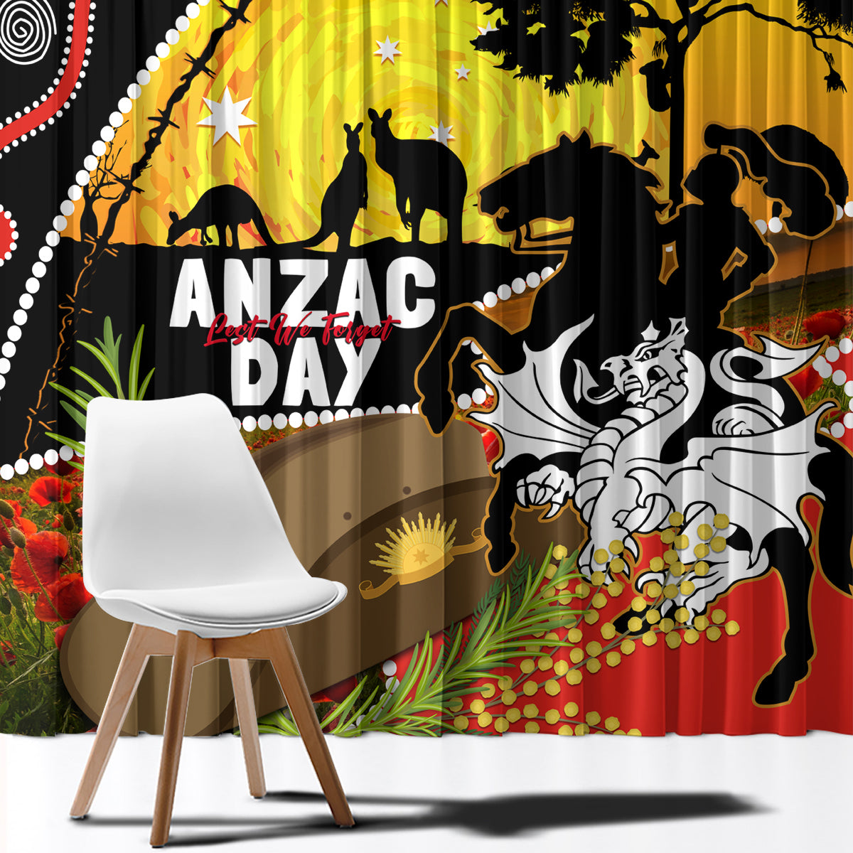 Dragons Rugby ANZAC Day Window Curtain Saints Rosemary Starry Night