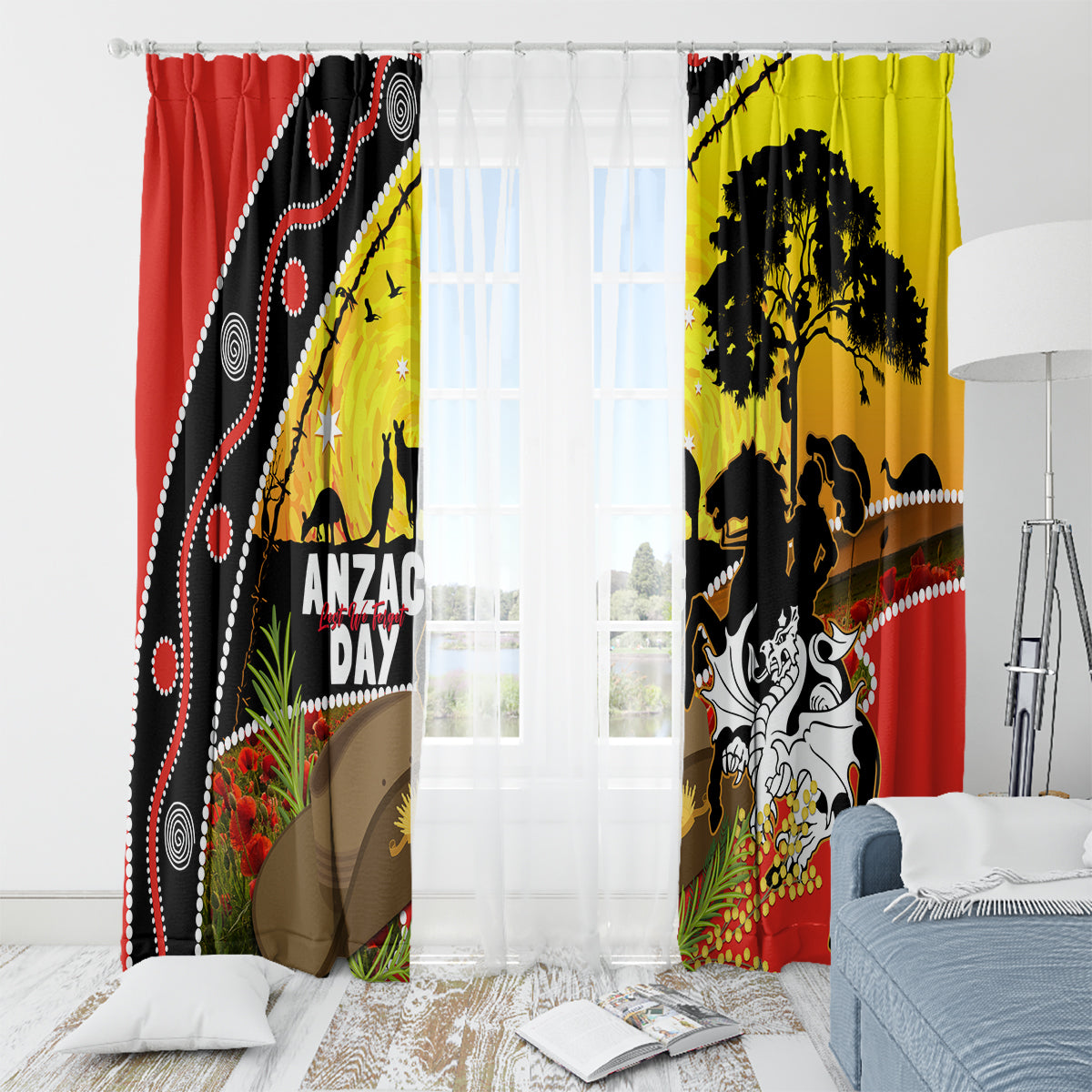 Dragons Rugby ANZAC Day Window Curtain Saints Rosemary Starry Night