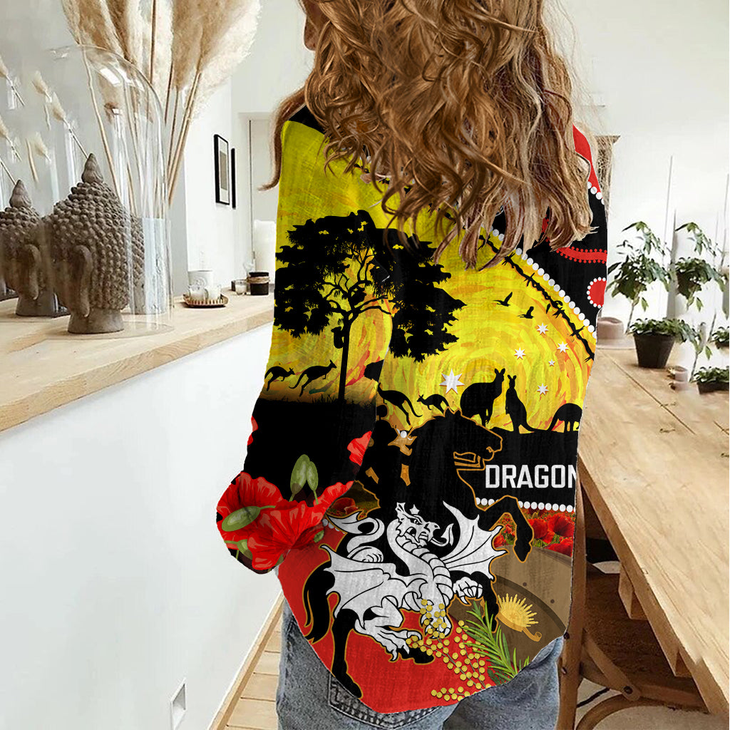 Dragons Rugby ANZAC Day Women Casual Shirt Saints Rosemary Starry Night