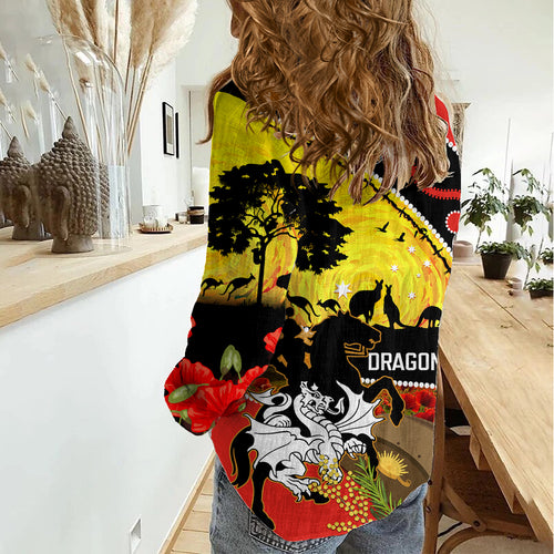 Dragons Rugby ANZAC Day Women Casual Shirt Saints Rosemary Starry Night