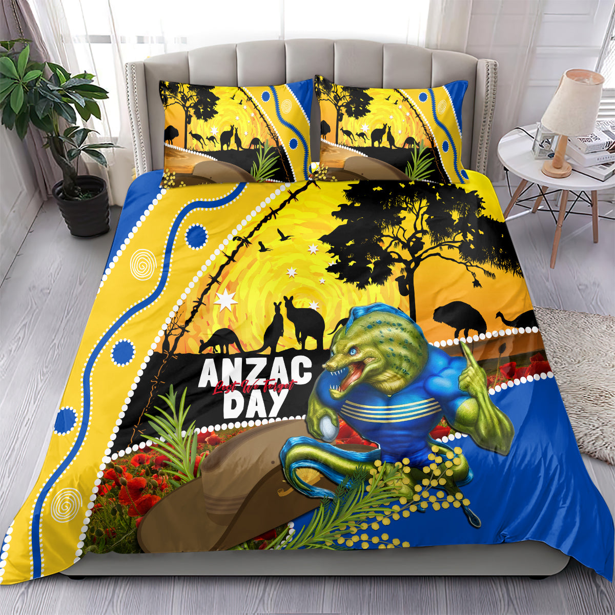Eels Rugby ANZAC Day Bedding Set Parra Mascot Rosemary Starry Night