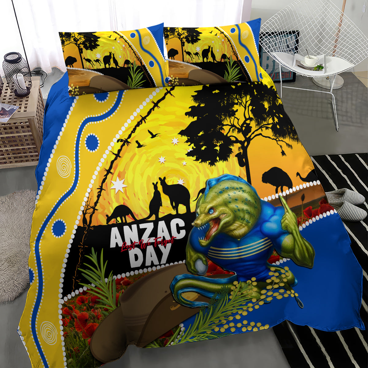 Eels Rugby ANZAC Day Bedding Set Parra Mascot Rosemary Starry Night