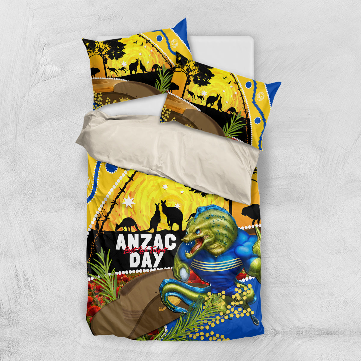 Eels Rugby ANZAC Day Bedding Set Parra Mascot Rosemary Starry Night