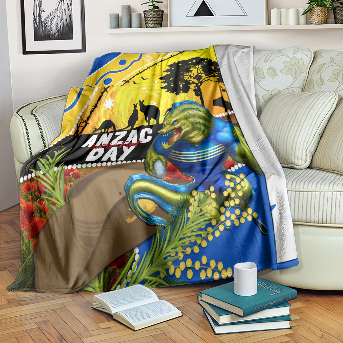 Eels Rugby ANZAC Day Blanket Parra Mascot Rosemary Starry Night