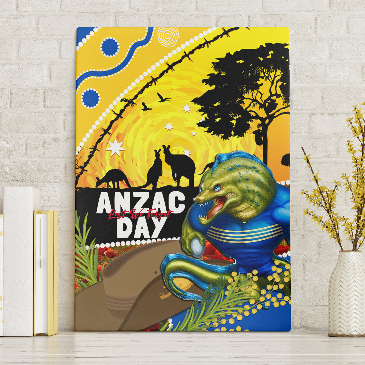 Eels Rugby ANZAC Day Canvas Wall Art Parra Mascot Rosemary Starry Night