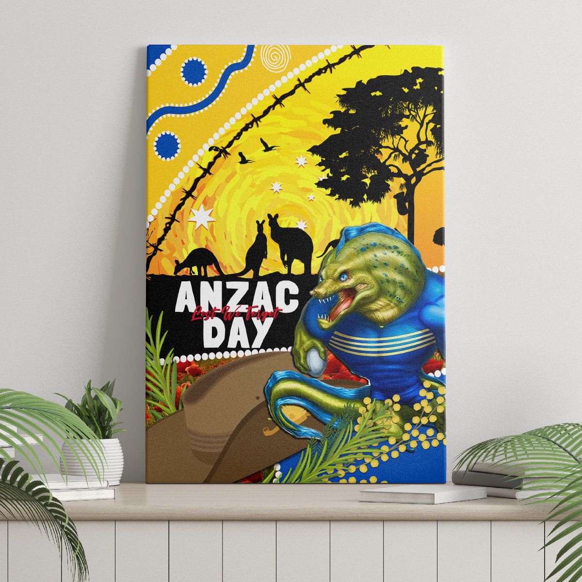 Eels Rugby ANZAC Day Canvas Wall Art Parra Mascot Rosemary Starry Night