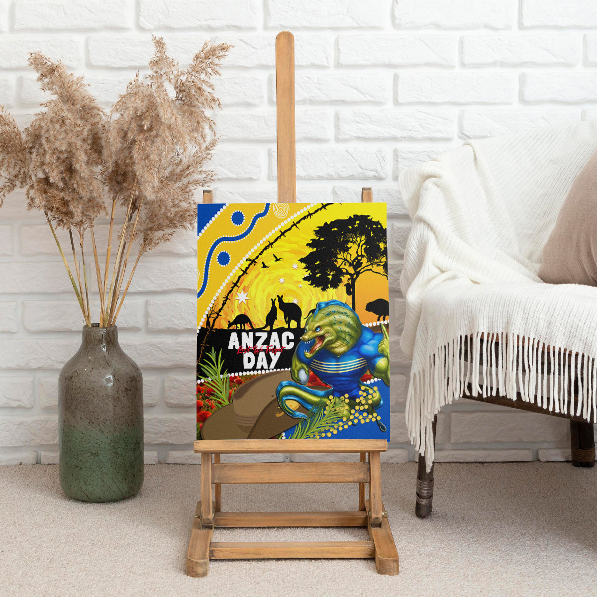 Eels Rugby ANZAC Day Canvas Wall Art Parra Mascot Rosemary Starry Night