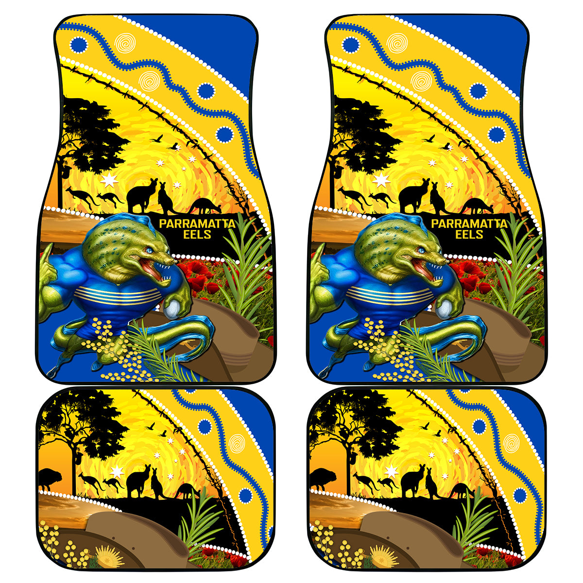 Eels Rugby ANZAC Day Car Mats Parra Mascot Rosemary Starry Night