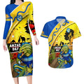 Eels Rugby ANZAC Day Couples Matching Long Sleeve Bodycon Dress and Hawaiian Shirt Parra Mascot Rosemary Starry Night