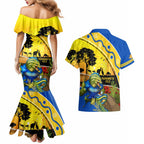 Eels Rugby ANZAC Day Couples Matching Mermaid Dress and Hawaiian Shirt Parra Mascot Rosemary Starry Night