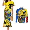 Eels Rugby ANZAC Day Couples Matching Mermaid Dress and Long Sleeve Button Shirt Parra Mascot Rosemary Starry Night