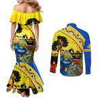 Eels Rugby ANZAC Day Couples Matching Mermaid Dress and Long Sleeve Button Shirt Parra Mascot Rosemary Starry Night