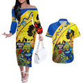Eels Rugby ANZAC Day Couples Matching Off The Shoulder Long Sleeve Dress and Hawaiian Shirt Parra Mascot Rosemary Starry Night