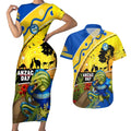 Eels Rugby ANZAC Day Couples Matching Short Sleeve Bodycon Dress and Hawaiian Shirt Parra Mascot Rosemary Starry Night