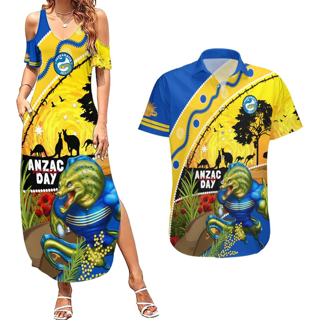 Eels Rugby ANZAC Day Couples Matching Summer Maxi Dress and Hawaiian Shirt Parra Mascot Rosemary Starry Night