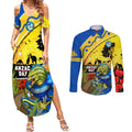Eels Rugby ANZAC Day Couples Matching Summer Maxi Dress and Long Sleeve Button Shirt Parra Mascot Rosemary Starry Night