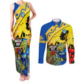 Eels Rugby ANZAC Day Couples Matching Tank Maxi Dress and Long Sleeve Button Shirt Parra Mascot Rosemary Starry Night
