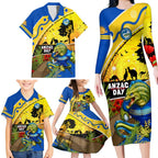 Eels Rugby ANZAC Day Family Matching Long Sleeve Bodycon Dress and Hawaiian Shirt Parra Mascot Rosemary Starry Night