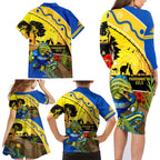 Eels Rugby ANZAC Day Family Matching Long Sleeve Bodycon Dress and Hawaiian Shirt Parra Mascot Rosemary Starry Night