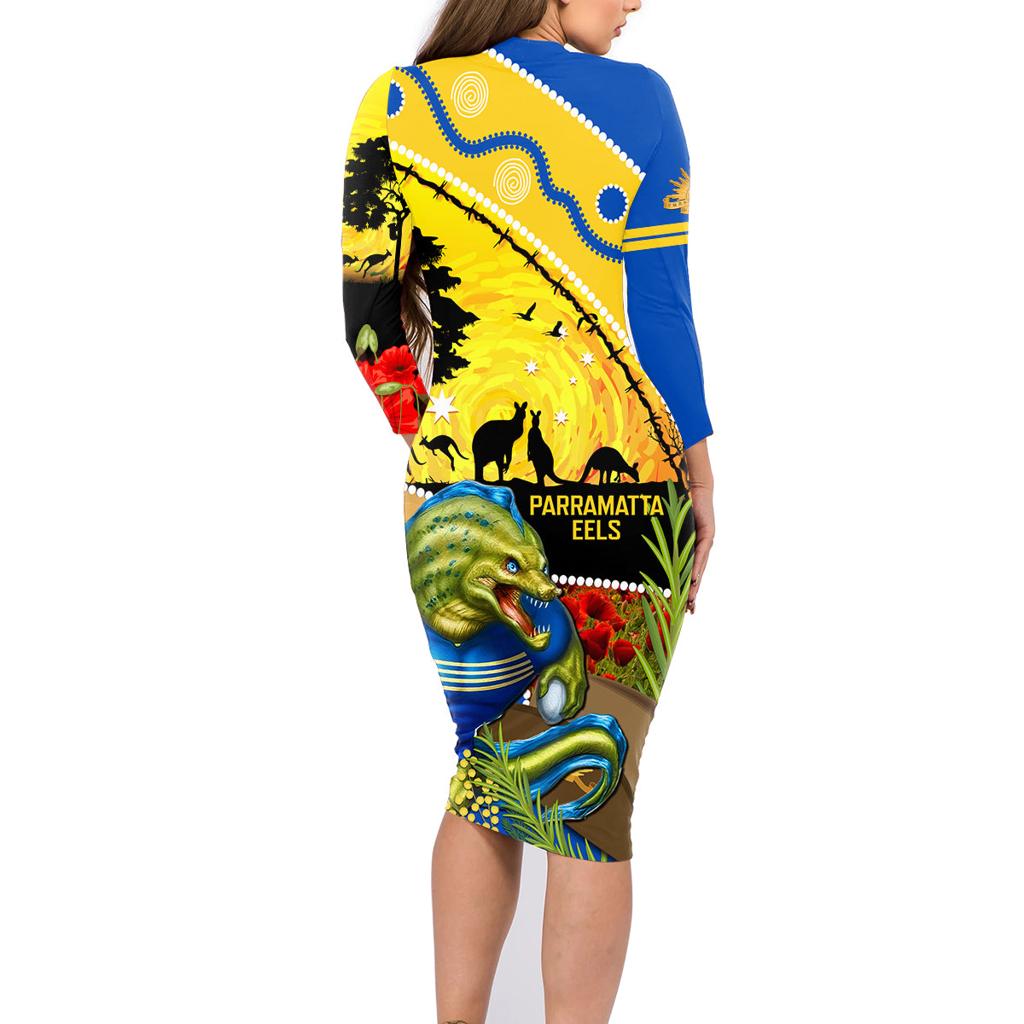 Eels Rugby ANZAC Day Family Matching Long Sleeve Bodycon Dress and Hawaiian Shirt Parra Mascot Rosemary Starry Night