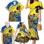 Eels Rugby ANZAC Day Family Matching Mermaid Dress and Hawaiian Shirt Parra Mascot Rosemary Starry Night