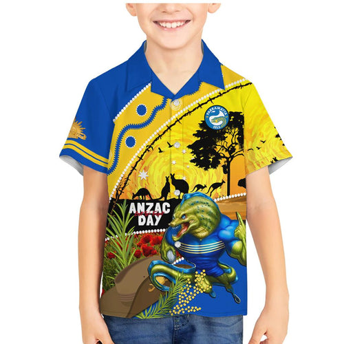 Eels Rugby ANZAC Day Family Matching Mermaid Dress and Hawaiian Shirt Parra Mascot Rosemary Starry Night