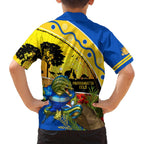 Eels Rugby ANZAC Day Family Matching Off Shoulder Maxi Dress and Hawaiian Shirt Parra Mascot Rosemary Starry Night