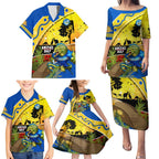 Eels Rugby ANZAC Day Family Matching Puletasi and Hawaiian Shirt Parra Mascot Rosemary Starry Night