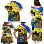 Eels Rugby ANZAC Day Family Matching Puletasi and Hawaiian Shirt Parra Mascot Rosemary Starry Night