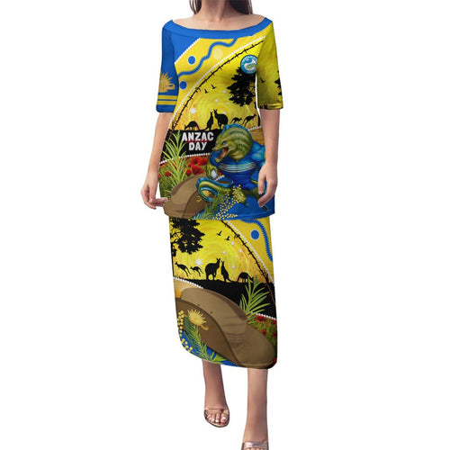 Eels Rugby ANZAC Day Family Matching Puletasi and Hawaiian Shirt Parra Mascot Rosemary Starry Night