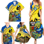 Eels Rugby ANZAC Day Family Matching Summer Maxi Dress and Hawaiian Shirt Parra Mascot Rosemary Starry Night