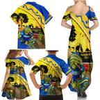 Eels Rugby ANZAC Day Family Matching Summer Maxi Dress and Hawaiian Shirt Parra Mascot Rosemary Starry Night