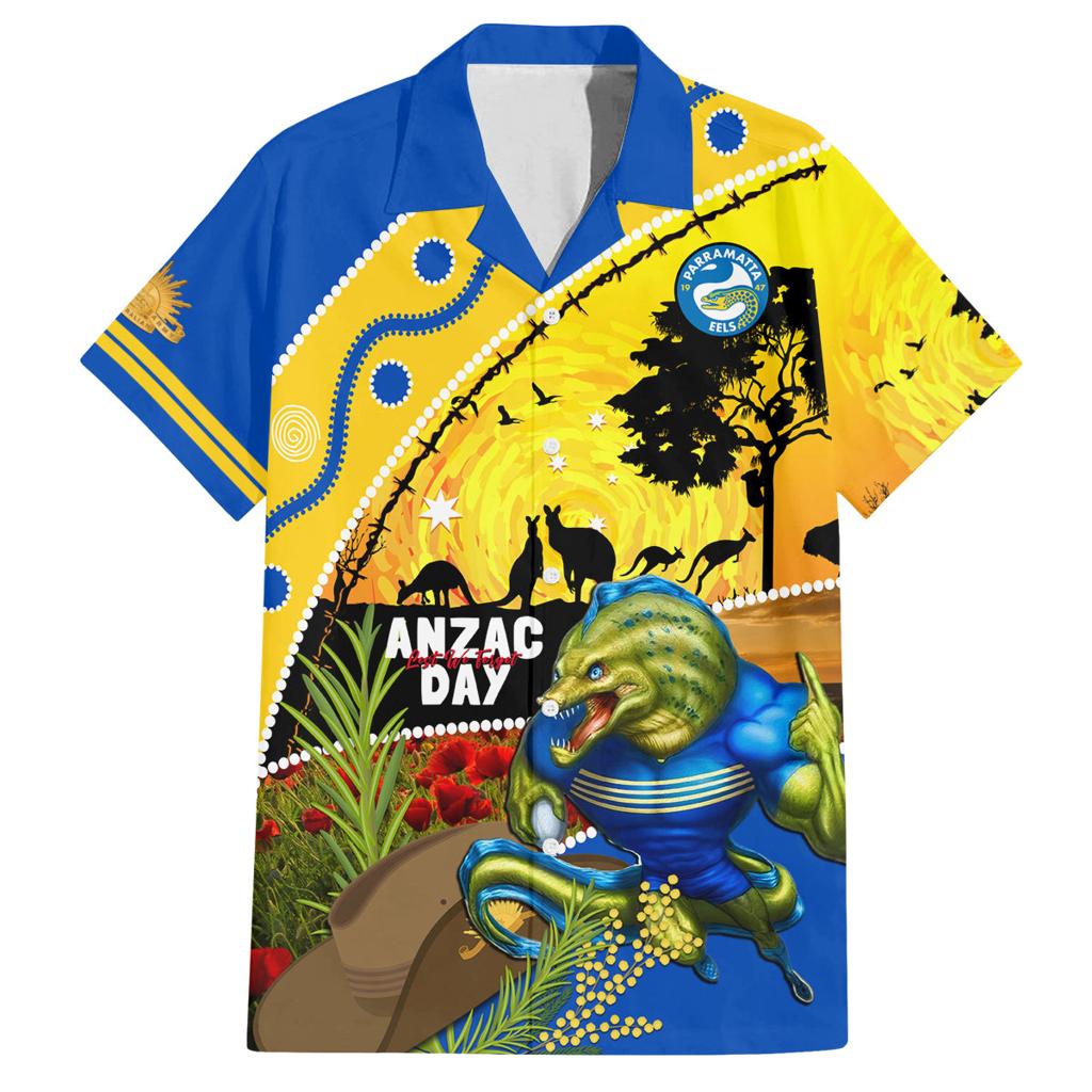 Eels Rugby ANZAC Day Family Matching Summer Maxi Dress and Hawaiian Shirt Parra Mascot Rosemary Starry Night