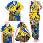 Eels Rugby ANZAC Day Family Matching Tank Maxi Dress and Hawaiian Shirt Parra Mascot Rosemary Starry Night