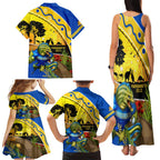 Eels Rugby ANZAC Day Family Matching Tank Maxi Dress and Hawaiian Shirt Parra Mascot Rosemary Starry Night