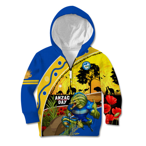 Eels Rugby ANZAC Day Kid Hoodie Parra Mascot Rosemary Starry Night