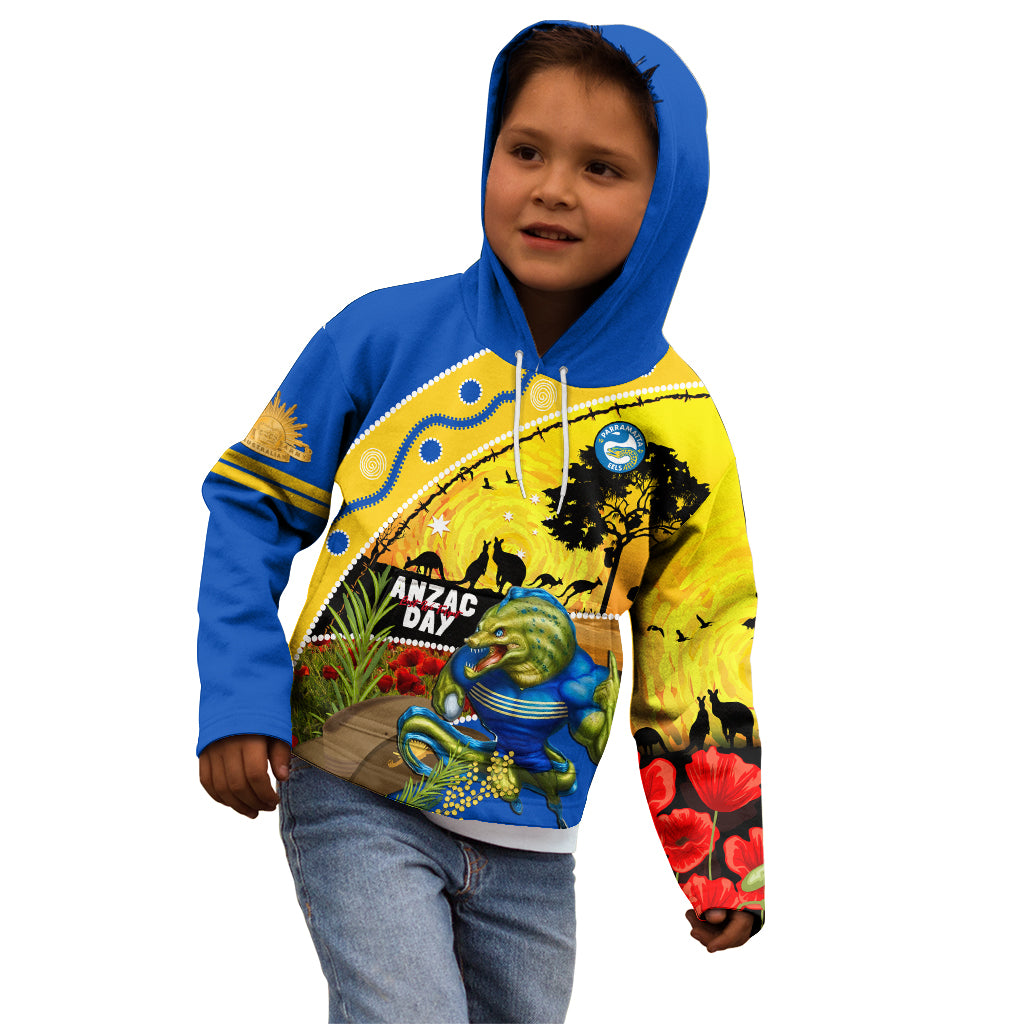 Eels Rugby ANZAC Day Kid Hoodie Parra Mascot Rosemary Starry Night
