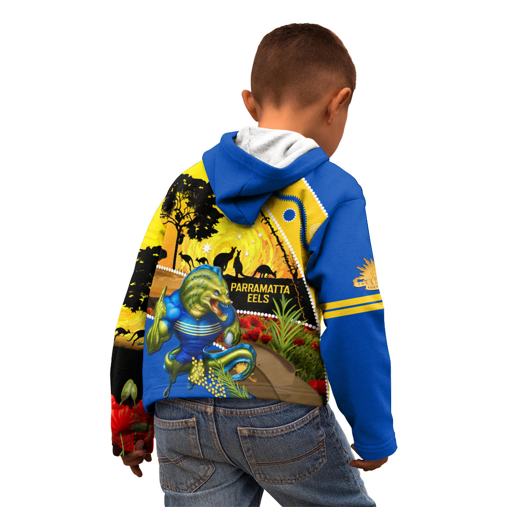 Eels Rugby ANZAC Day Kid Hoodie Parra Mascot Rosemary Starry Night
