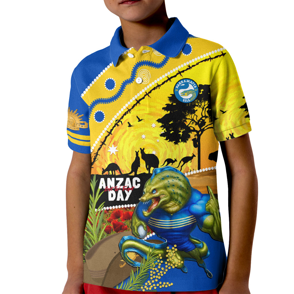 Eels Rugby ANZAC Day Kid Polo Shirt Parra Mascot Rosemary Starry Night