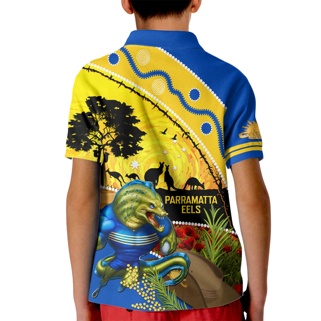Eels Rugby ANZAC Day Kid Polo Shirt Parra Mascot Rosemary Starry Night