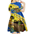 Eels Rugby ANZAC Day Kid Short Sleeve Dress Parra Mascot Rosemary Starry Night