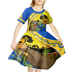 Eels Rugby ANZAC Day Kid Short Sleeve Dress Parra Mascot Rosemary Starry Night