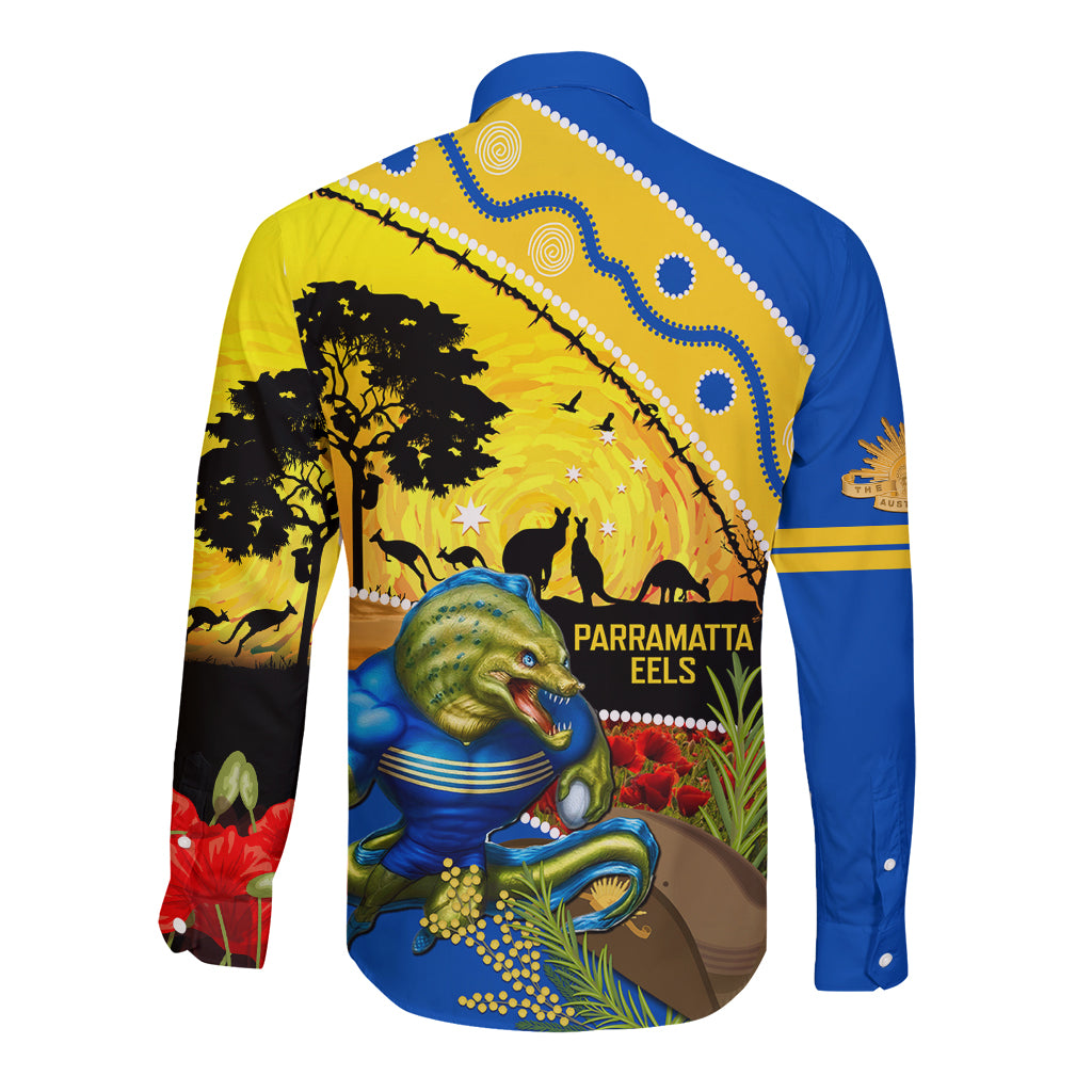 Eels Rugby ANZAC Day Long Sleeve Button Shirt Parra Mascot Rosemary Starry Night