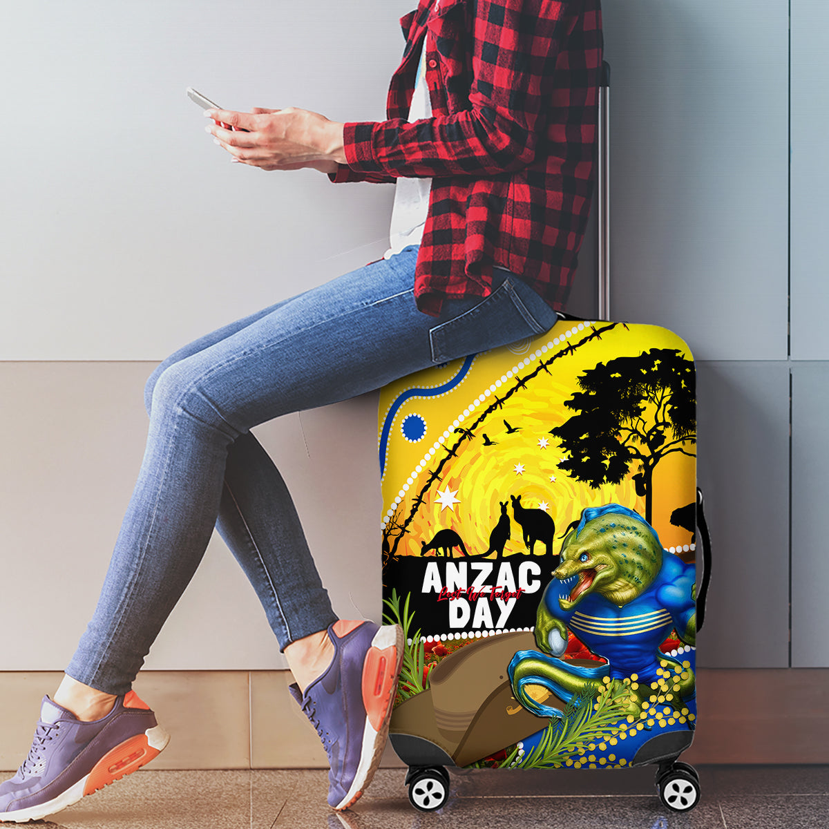 Eels Rugby ANZAC Day Luggage Cover Parra Mascot Rosemary Starry Night