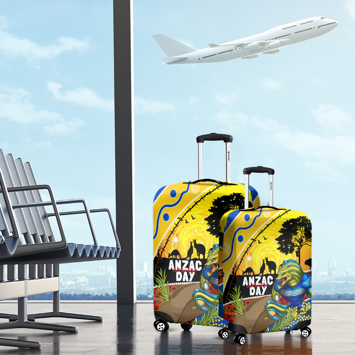 Eels Rugby ANZAC Day Luggage Cover Parra Mascot Rosemary Starry Night